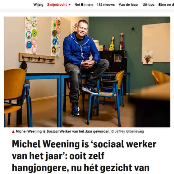 Interview in AD: Michel Weening is ‘sociaal werker van het jaar’: ooit zelf hangjongere, nu hét gezicht van het vak